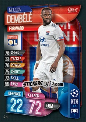 Sticker Moussa Dembélé - UEFA Champions League 2019-2020. Match Attax. UK Edition n. 214 - Topps