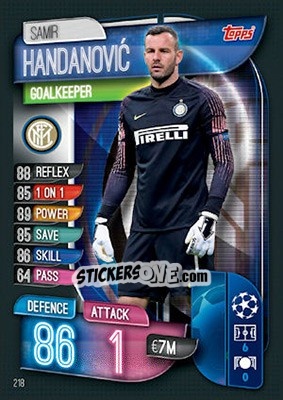 Sticker Samir Handanovic - UEFA Champions League 2019-2020. Match Attax. UK Edition n. 218 - Topps
