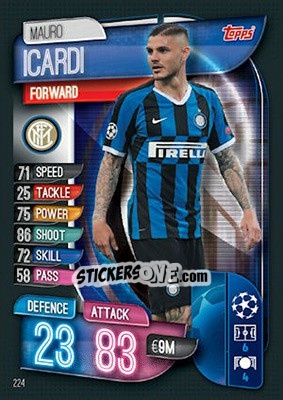 Sticker Mauro Icardi - UEFA Champions League 2019-2020. Match Attax. UK Edition n. 224 - Topps