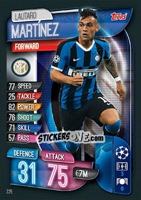 Sticker Lautaro Martínez - UEFA Champions League 2019-2020. Match Attax. UK Edition n. 225 - Topps