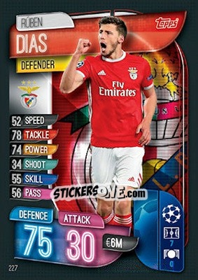 Sticker Rúben Dias - UEFA Champions League 2019-2020. Match Attax. UK Edition n. 227 - Topps