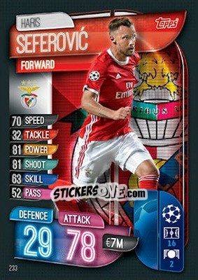 Sticker Haris Seferovic - UEFA Champions League 2019-2020. Match Attax. UK Edition n. 233 - Topps