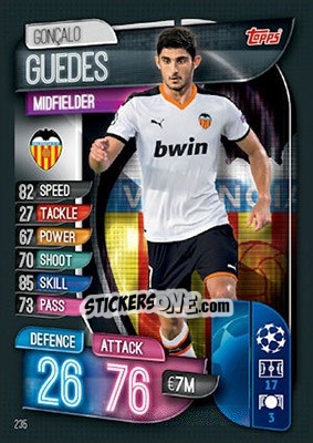 Sticker Gonçalo Guedes - UEFA Champions League 2019-2020. Match Attax. UK Edition n. 235 - Topps