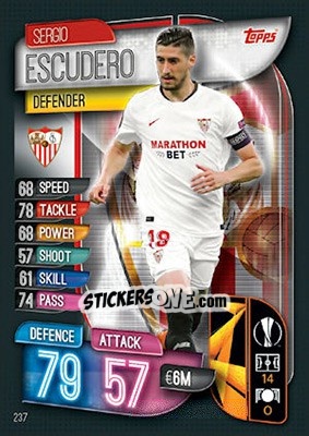 Sticker Sergio Escudero - UEFA Champions League 2019-2020. Match Attax. UK Edition n. 237 - Topps