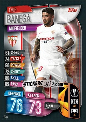 Sticker Éver Banega - UEFA Champions League 2019-2020. Match Attax. UK Edition n. 238 - Topps