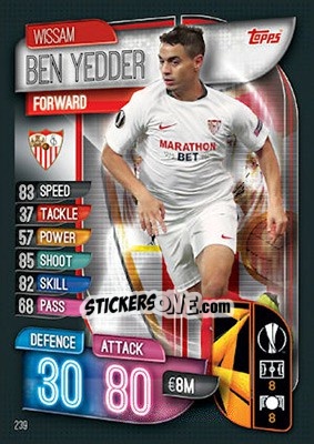 Sticker Wissam Ben Yedder - UEFA Champions League 2019-2020. Match Attax. UK Edition n. 239 - Topps