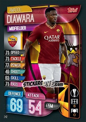 Sticker Amadou Diawara - UEFA Champions League 2019-2020. Match Attax. UK Edition n. 242 - Topps