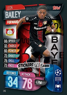 Sticker Leon Bailey - UEFA Champions League 2019-2020. Match Attax. UK Edition n. 245 - Topps