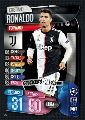 Sticker Cristiano Ronaldo - UEFA Champions League 2019-2020. Match Attax. UK Edition n. 252 - Topps