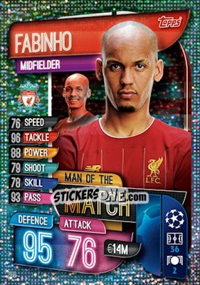 Sticker Fabinho - UEFA Champions League 2019-2020. Match Attax. UK Edition - Topps