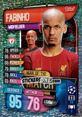 Sticker Fabinho - UEFA Champions League 2019-2020. Match Attax. UK Edition n. 258 - Topps