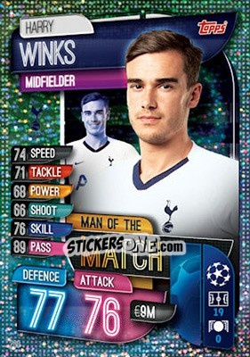 Sticker Harry Winks - UEFA Champions League 2019-2020. Match Attax. UK Edition n. 260 - Topps