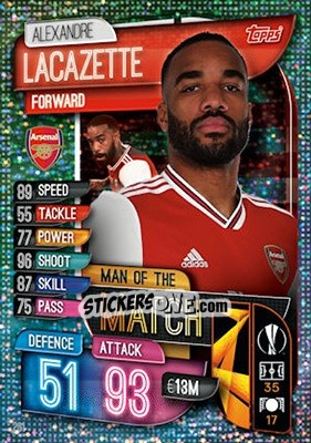 Sticker Alexandre Lacazette - UEFA Champions League 2019-2020. Match Attax. UK Edition n. 261 - Topps