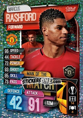 Sticker Marcus Rashford - UEFA Champions League 2019-2020. Match Attax. UK Edition n. 262 - Topps