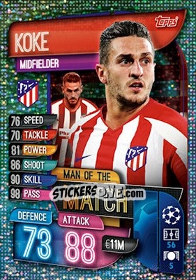 Sticker Koke - UEFA Champions League 2019-2020. Match Attax. UK Edition n. 266 - Topps