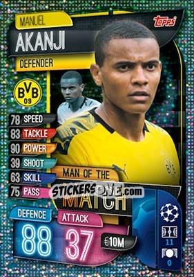 Sticker Manuel Akanji - UEFA Champions League 2019-2020. Match Attax. UK Edition - Topps