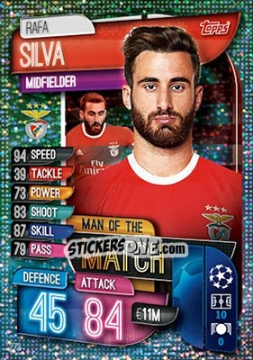 Sticker Rafa Silva - UEFA Champions League 2019-2020. Match Attax. UK Edition n. 272 - Topps