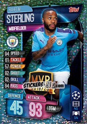 Sticker Raheem Sterling - UEFA Champions League 2019-2020. Match Attax. UK Edition - Topps