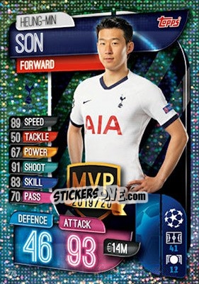 Sticker Heung-Min Son - UEFA Champions League 2019-2020. Match Attax. UK Edition n. 276 - Topps