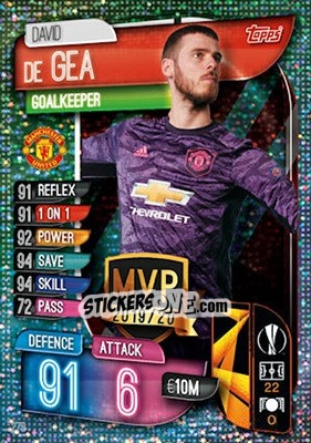 Sticker David de Gea - UEFA Champions League 2019-2020. Match Attax. UK Edition n. 278 - Topps