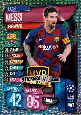 Sticker Lionel Messi - UEFA Champions League 2019-2020. Match Attax. UK Edition n. 280 - Topps
