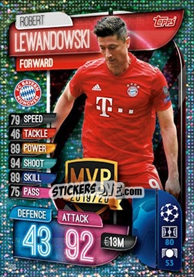 Sticker Robert Lewandowski - UEFA Champions League 2019-2020. Match Attax. UK Edition n. 283 - Topps