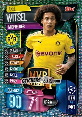 Sticker Axel Witsel - UEFA Champions League 2019-2020. Match Attax. UK Edition n. 284 - Topps