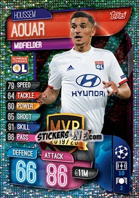 Sticker Houssem Aouar - UEFA Champions League 2019-2020. Match Attax. UK Edition n. 286 - Topps