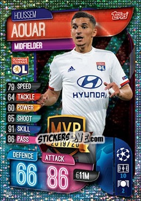 Sticker Houssem Aouar - UEFA Champions League 2019-2020. Match Attax. UK Edition - Topps