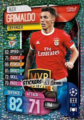 Sticker Álex Grimaldo - UEFA Champions League 2019-2020. Match Attax. UK Edition n. 288 - Topps