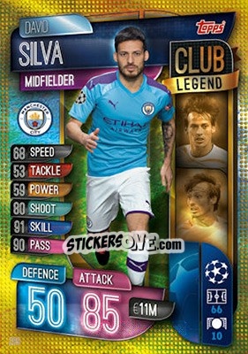 Sticker David Silva - UEFA Champions League 2019-2020. Match Attax. UK Edition n. 289 - Topps