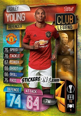 Sticker Ashley Young - UEFA Champions League 2019-2020. Match Attax. UK Edition n. 294 - Topps