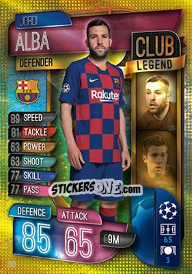 Sticker Jordi Alba - UEFA Champions League 2019-2020. Match Attax. UK Edition n. 296 - Topps