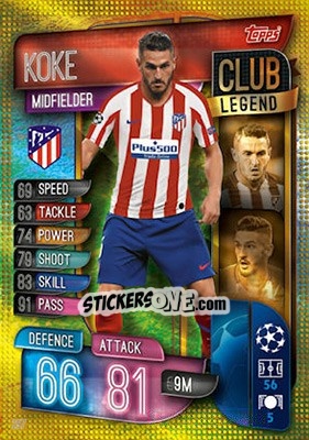 Sticker Koke - UEFA Champions League 2019-2020. Match Attax. UK Edition n. 297 - Topps