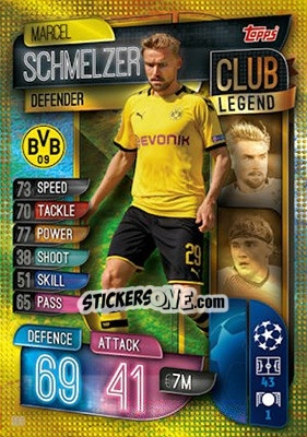Sticker Marcel Schmelzer - UEFA Champions League 2019-2020. Match Attax. UK Edition n. 300 - Topps