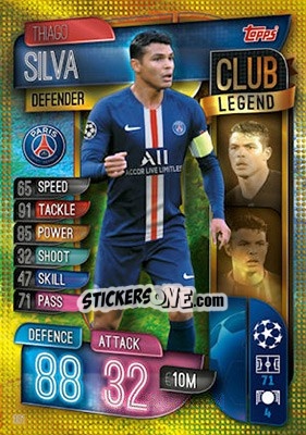 Sticker Thiago Silva - UEFA Champions League 2019-2020. Match Attax. UK Edition n. 301 - Topps