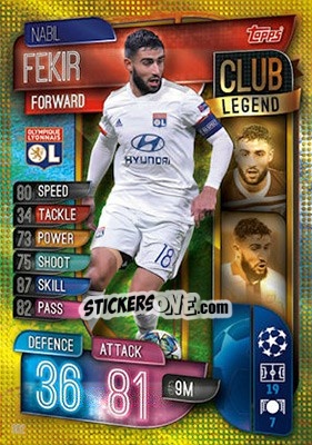 Sticker Nabil Fekir - UEFA Champions League 2019-2020. Match Attax. UK Edition n. 302 - Topps