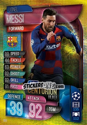 Sticker Lionel Messi - UEFA Champions League 2019-2020. Match Attax. UK Edition n. 305 - Topps