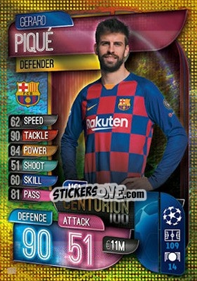 Sticker Gerard Piqué - UEFA Champions League 2019-2020. Match Attax. UK Edition n. 308 - Topps