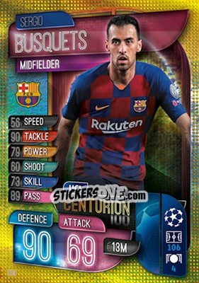 Sticker Sergio Busquets - UEFA Champions League 2019-2020. Match Attax. UK Edition n. 309 - Topps