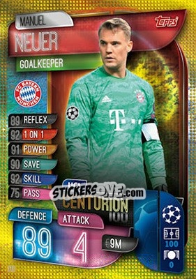 Sticker Manuel Neuer - UEFA Champions League 2019-2020. Match Attax. UK Edition n. 310 - Topps