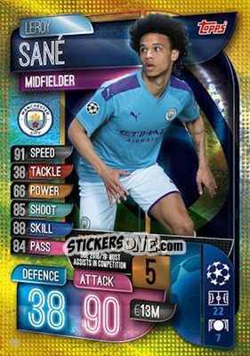 Sticker Leroy Sané - UEFA Champions League 2019-2020. Match Attax. UK Edition - Topps