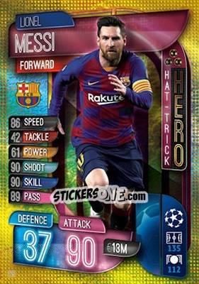 Sticker Lionel Messi - UEFA Champions League 2019-2020. Match Attax. UK Edition - Topps