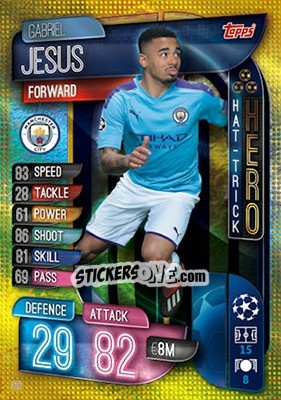 Figurina Gabriel Jesus - UEFA Champions League 2019-2020. Match Attax. UK Edition - Topps