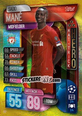 Sticker Sadio Mané - UEFA Champions League 2019-2020. Match Attax. UK Edition n. 317 - Topps