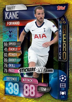 Sticker Harry Kane - UEFA Champions League 2019-2020. Match Attax. UK Edition n. 318 - Topps