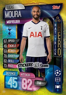 Sticker Lucas Moura - UEFA Champions League 2019-2020. Match Attax. UK Edition n. 319 - Topps