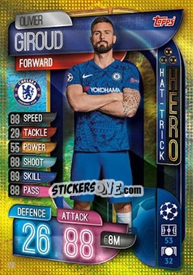 Sticker Olivier Giroud - UEFA Champions League 2019-2020. Match Attax. UK Edition n. 320 - Topps