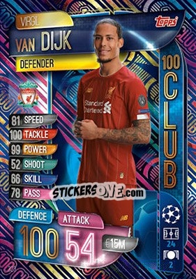 Sticker Virgil van Dijk - UEFA Champions League 2019-2020. Match Attax. UK Edition n. 323 - Topps