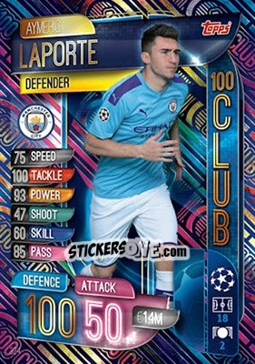 Sticker Aymeric Laporte - UEFA Champions League 2019-2020. Match Attax. UK Edition n. 324 - Topps